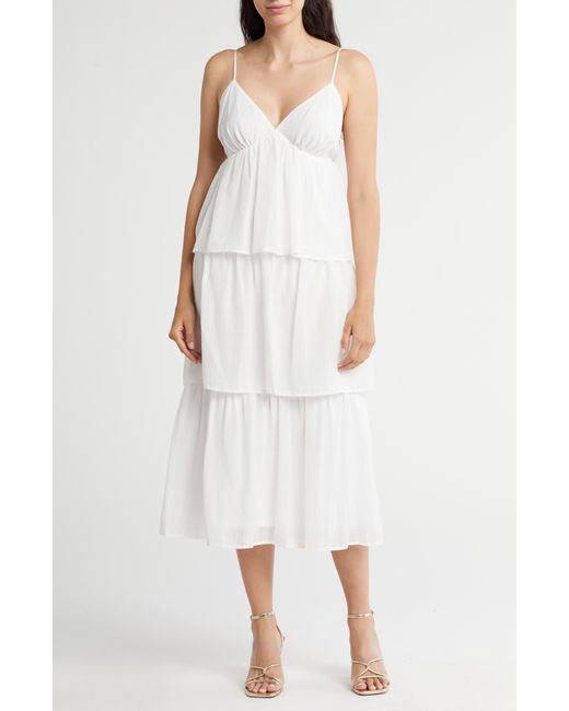 Wayf White Tiered Camisole Dress