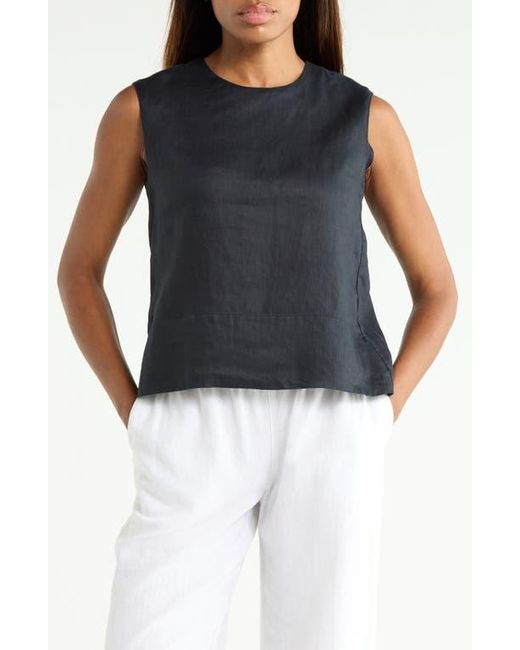 Theory Blue Button Back Sleeveless Shell
