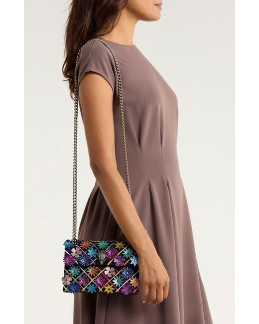 Kurt Geiger Blue Mini Kensington Flowers Convertible Shoulder Bag