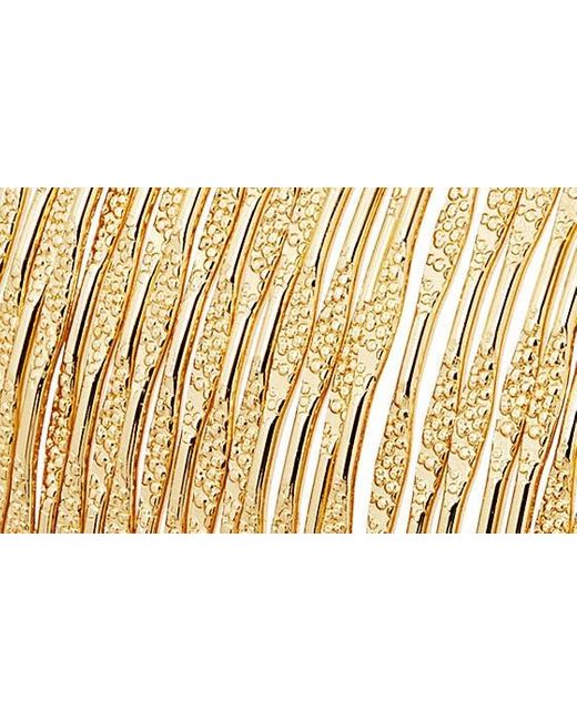 SAVVY CIE JEWELS White 18k Gold Plate Multiband Cuff Bracelet