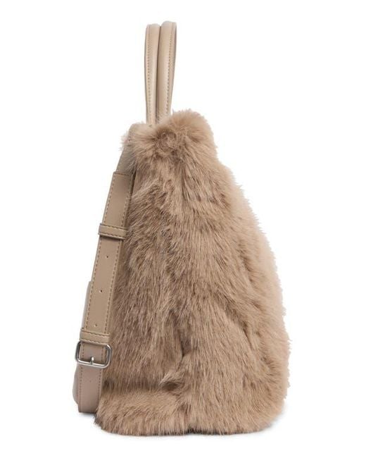 BCBGMAXAZRIA Faux Fur Tote Bag With Pouch in Brown | Lyst