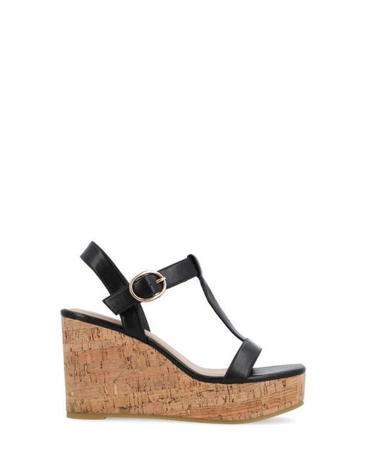 Journee Collection Blue Matildaa Tru Comfort T-Strap Platform Wedge Sandal