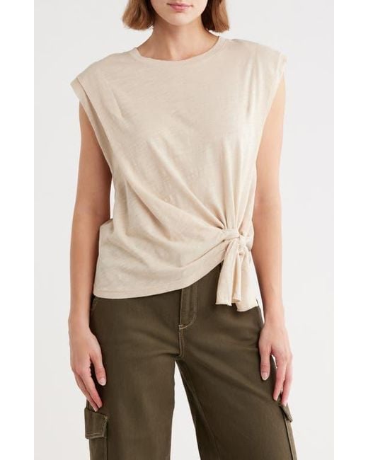 Democracy Natural Tie Front Sleeveless Knit Top