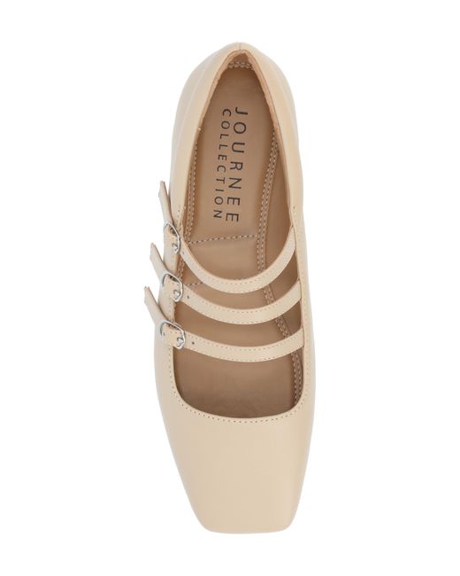 Journee Collection Natural Darlin Multi Strap Mary Jane Flat