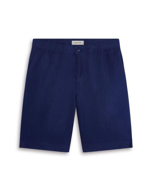 Bugatchi Blue Trent Drawstring Linen Shorts for men