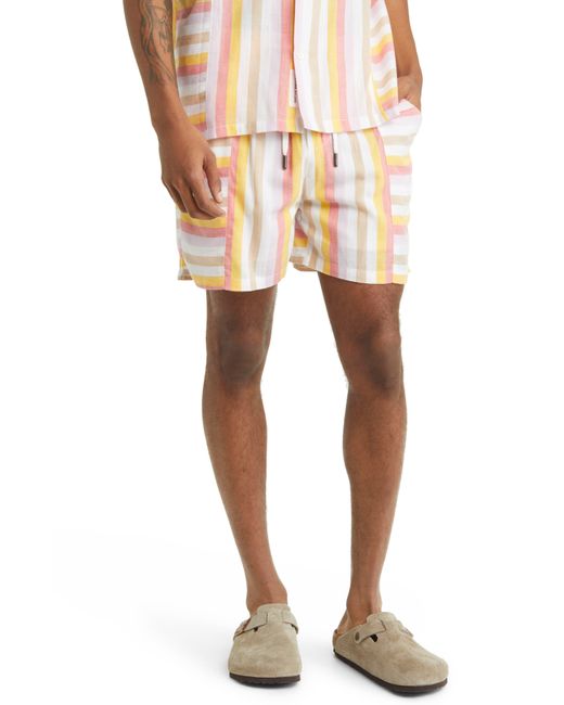 Native Youth White Mixed Stripe Shorts for men
