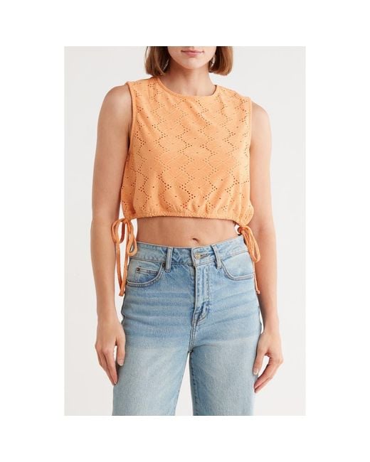 Vero Moda Orange Kim Eyelet Sleeveless Crop Top