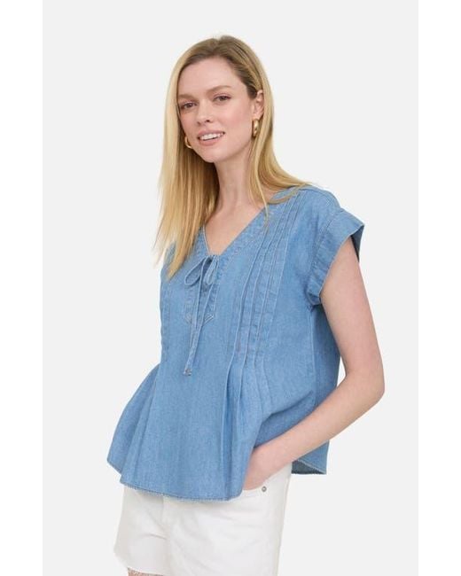 Blu Pepper Blue Pleated Top