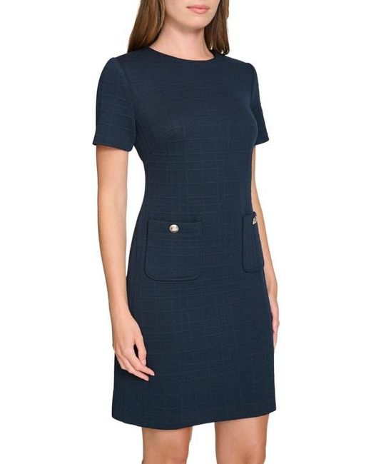 Tommy Hilfiger Blue Windowpane Short Sleeve Shift Dress