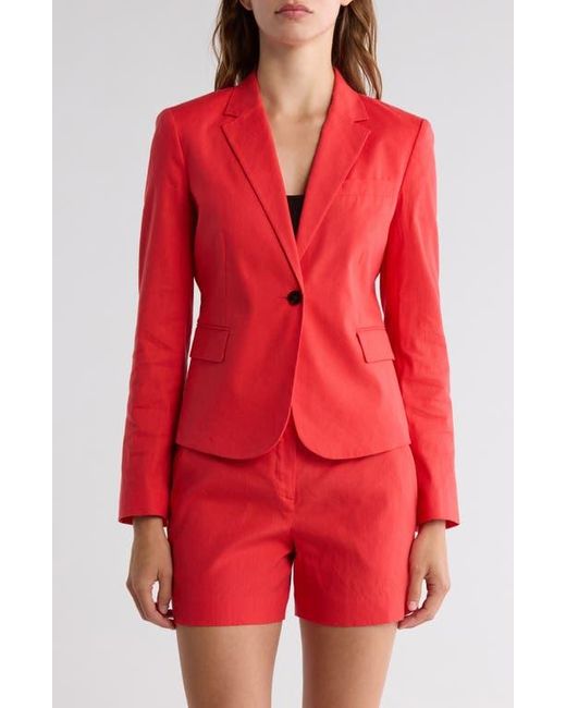 Theory Red Shrunken Stretch Linen Blend Blazer
