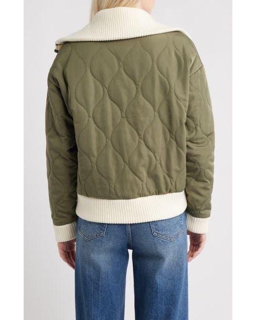 Thread & Supply Natural Knit Collar Quilted Jacket