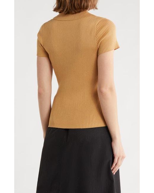 DKNY Black Short Sleeve Rib Polo Sweater