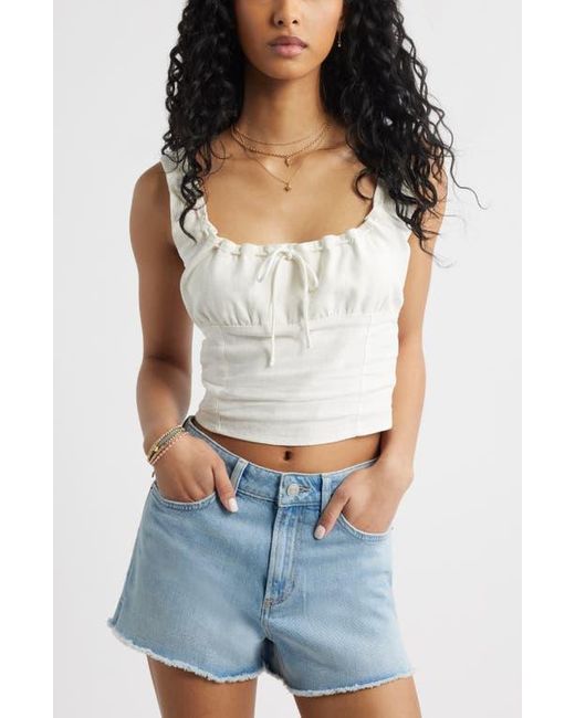 BP. White Linen Blend Corset Top