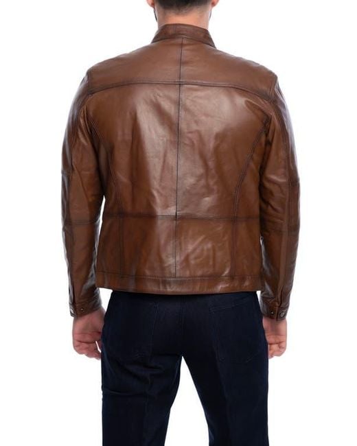 VELLAPAIS Brown Soft Leather Jacket for men