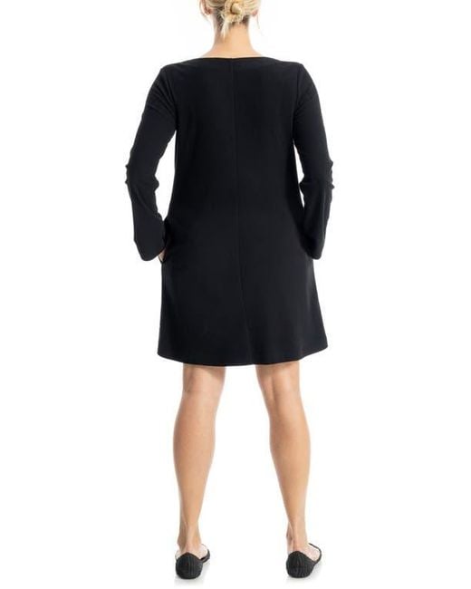 Max Studio Black Long Sleeve Swing Dress
