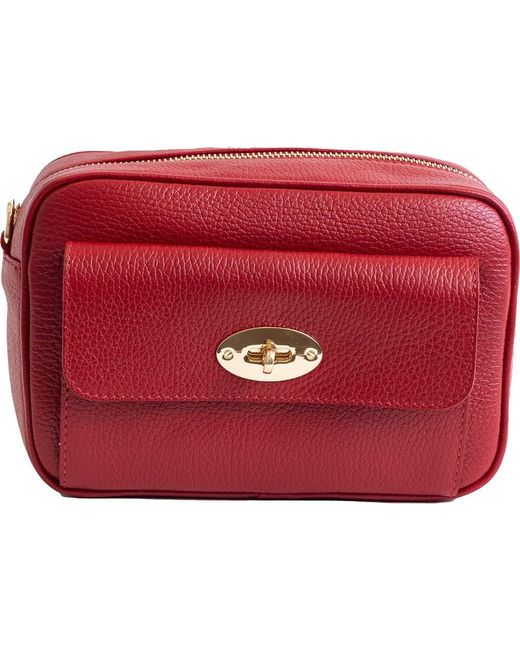 Persaman New York Red Leather Camera Crossbody Bag