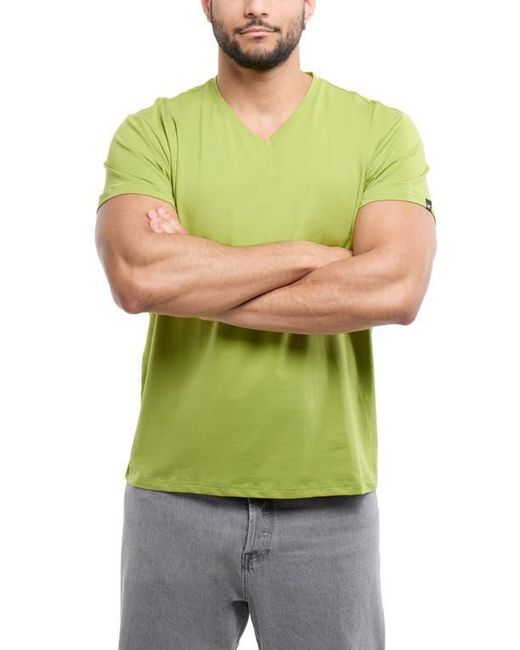 Xray Jeans Green Cotton Spandex V-Neck T-Shirt for men