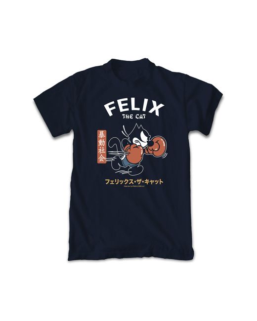 Riot Society Blue Felix The Cat Fight Club Cotton Graphic Tee for men
