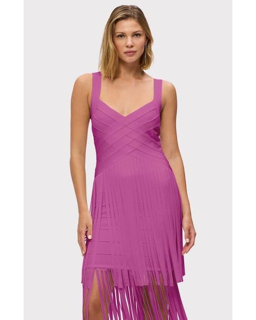 Hervé Léger Pink The Vivienne Fringe Gown