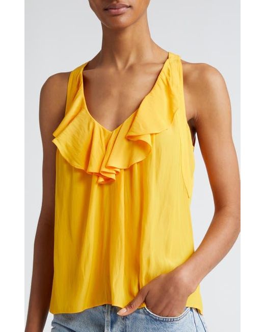 Ramy Brook Blue Nellie Ruffle Sleeveless Top