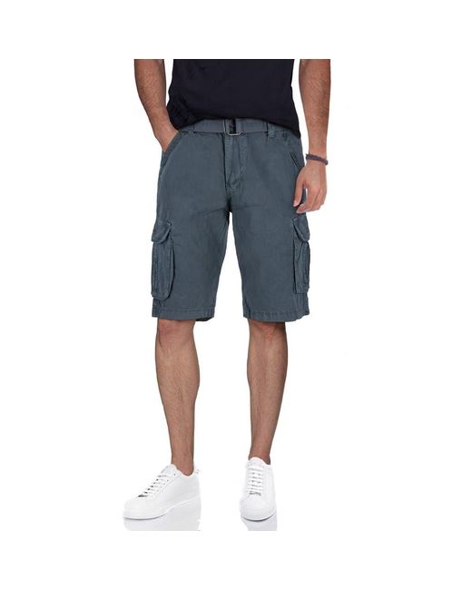 Xray Jeans Blue Belted Cotton Twill Cargo Shorts for men