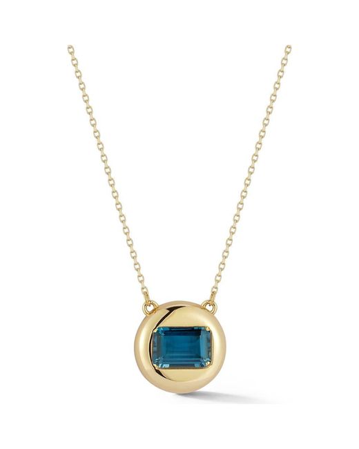 Ember Fine Jewelry Metallic 14K London Topaz Button Pendant Necklace