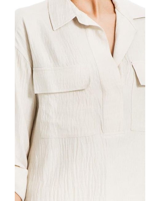 Max Studio White Collared Textured Shirt