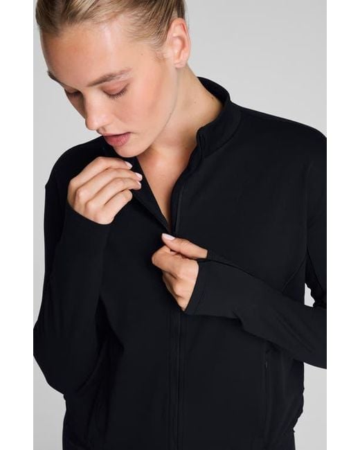 Spanx Black Brushed Full Zip Jacket