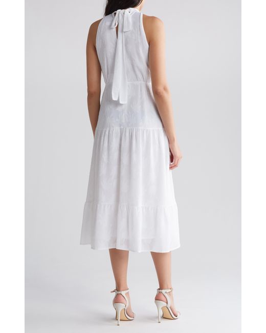 Sam Edelman White Textured Halter Neck Sleeveless Dress