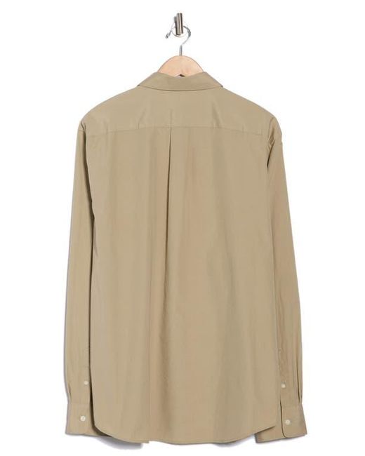 Vince Natural Poplin Long Sleeve Classic Fit Button-Up Shirt for men