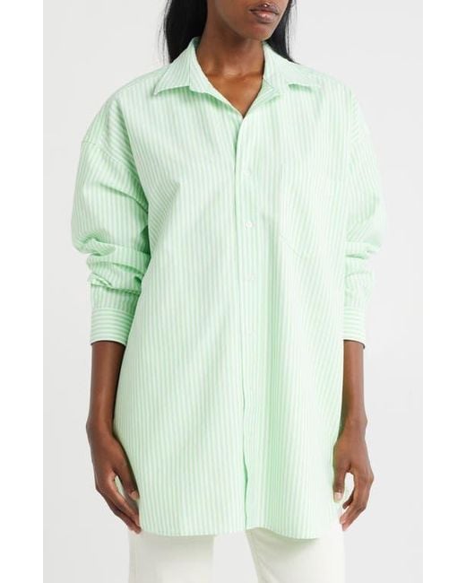 Frank & Eileen Green Mackenzie Stripe Oversize Cotton Button-Up Shirt