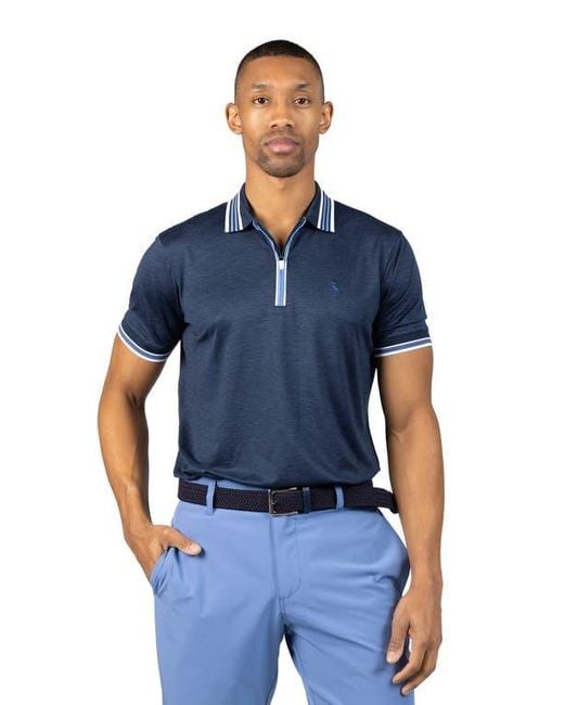 Tailorbyrd Blue Performance Mesh Polo for men