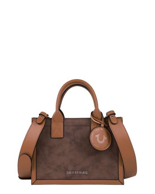 True Religion Brown Top Handle Box Tote Bag