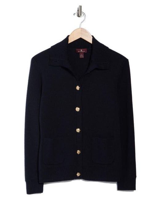 Bruno Magli Blue Merino Wool Cardigan Jacket