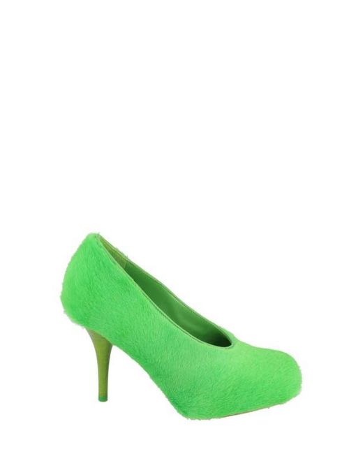 Givenchy Green Square Toe Spike Heel Genuine Calf Hair Pump