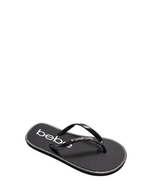 Bebe Gray Rhinestone Flip Flop
