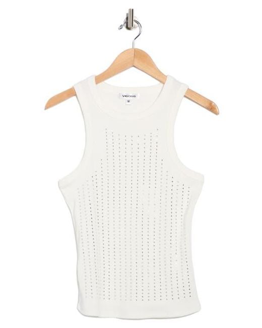 Vigoss White Bling Stretch Cotton Ribbed Tank