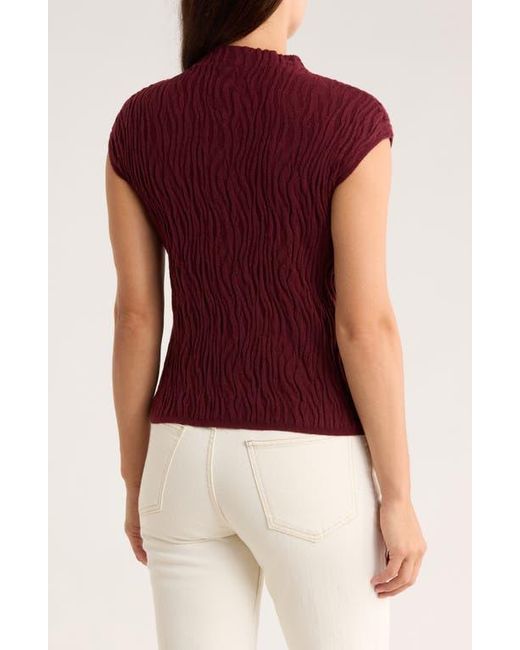 Bobeau Red Animal Jacquard Stripe Cap Sleeve Sweater