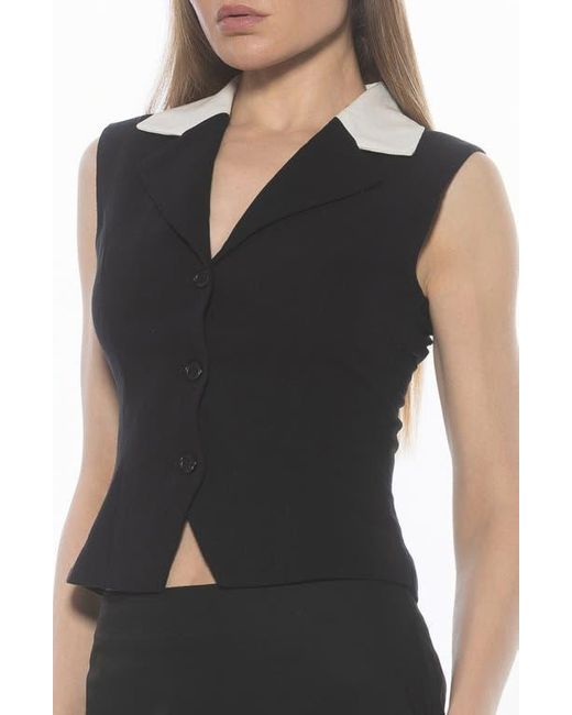 Alexia Admor Black Luisa Cotton & Linen Vest