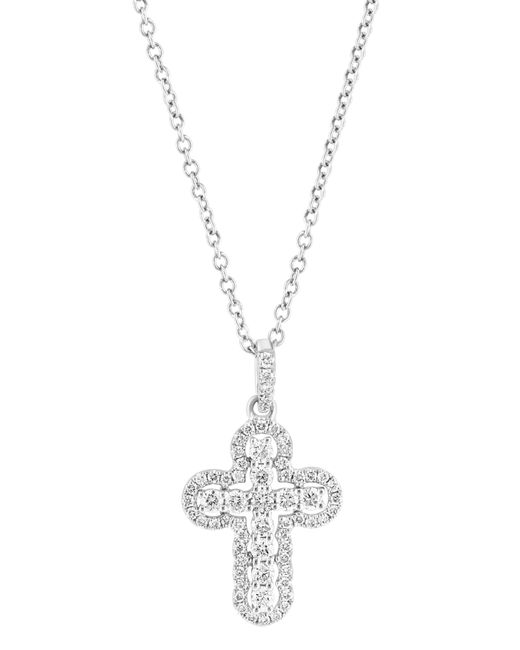 Effy 14k White Gold Diamond Cross Pendant Necklace