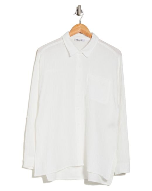 Steve Madden Gauze Button-up Shirt in White | Lyst