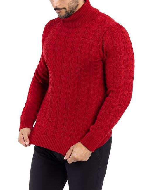 Xray Jeans Red Cable Knit Turtleneck Sweater for men