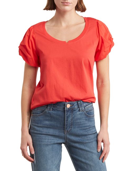 Democracy Red Puff Sleeve T-shirt