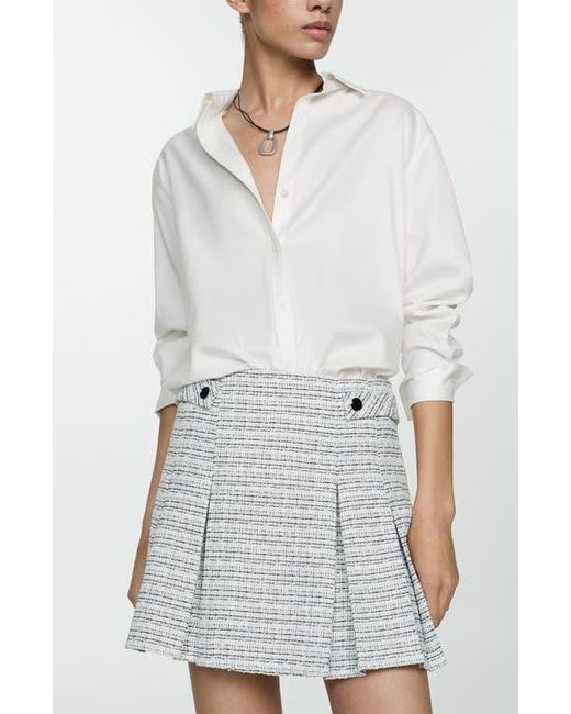 Mango Gray Button Tab Tweed Miniskirt