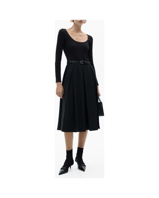 viscose long sleeve dress Isabel Marant Etoile Paris. Dark Navy Viscose Semi-Sheer Long Sleeve  Pleated Embroidered Shift Dress