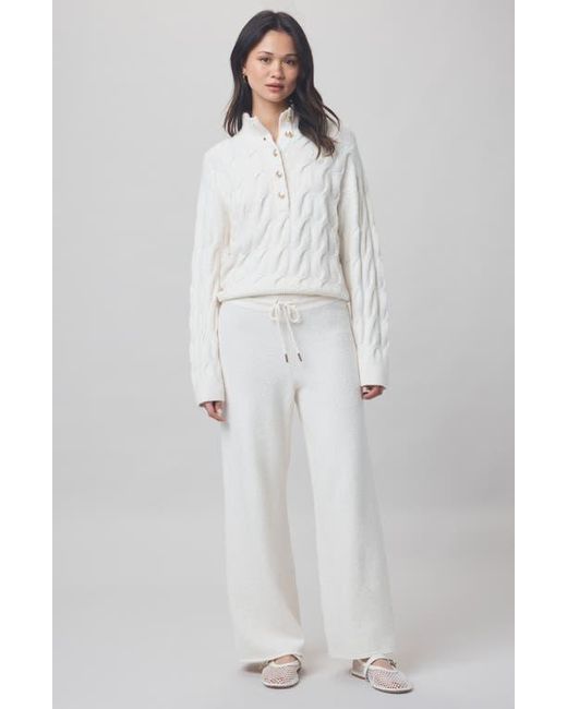 Splendid White X @Cellajaneblog Cable Half Placket Sweater