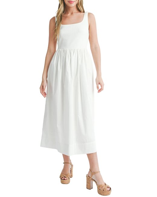 Lush White Fit & Flare Midi Dress