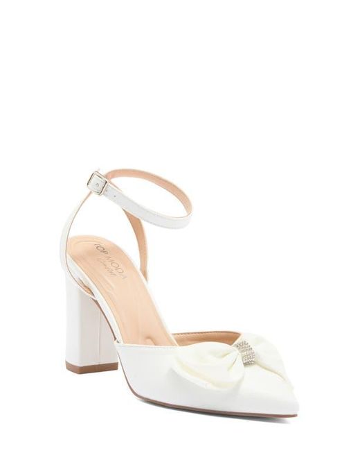 TOP GUY SHOES White Cassie Bow Pointed Toe Sandal