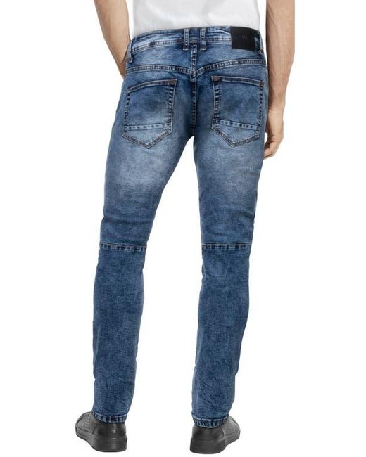 Xray Jeans Blue Raw X Distressed Moto Slim Jeans for men