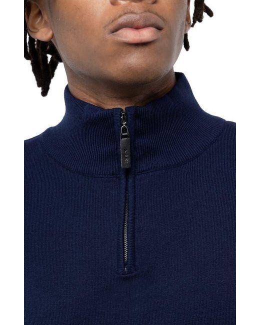 Xray Jeans Blue Quarter Zip Mock Neck Sweater for men
